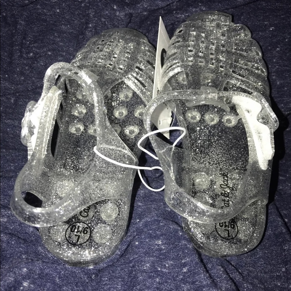 Girls cat&Jack clear silver glitter jelly sandals